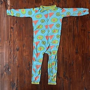 Kickee Coverall with Snaps - Avocado, Chips and Lime 9-12 months